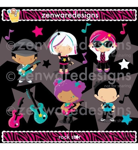 Kit Imprimible Rock Stars Imagenes Clipart Cod 10