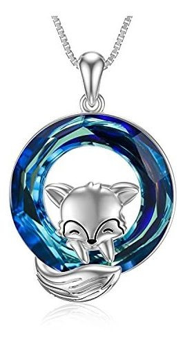 Collar - Fox Necklace Sterling Silver Crystals Fox Pendant F