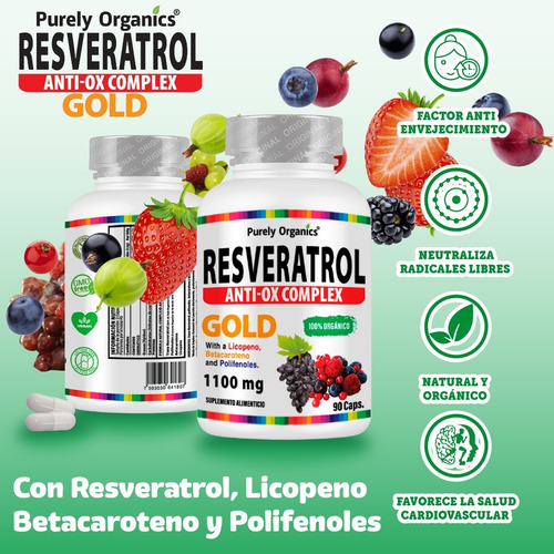 Combo 2 Resveratrol Anti-ox Complex Gold | 90 Caps Sabor Sin sabor