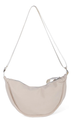 Bolsa Meia Lua Up4you Feminina Transversal Com Alça Cor Marfim Desenho Do Tecido Lisa