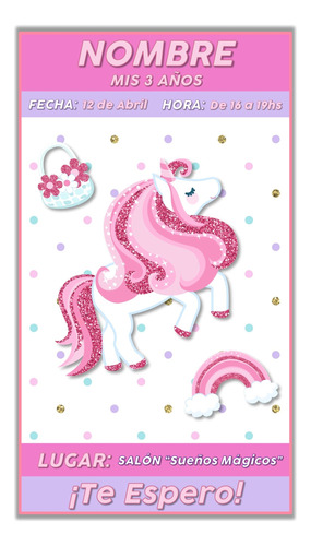 Invitación Tarjeta Digital Personalizada Unicornio