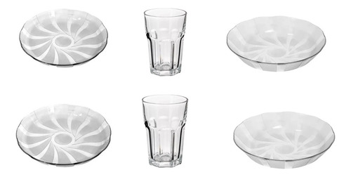 Set Vajilla 2 Pers Platos Galaxia Vaso Vidrio Rigolleau Rt