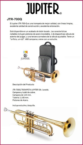 Trompeta Jupiter Jtr700rq Trompeta De Lujo Nuevo