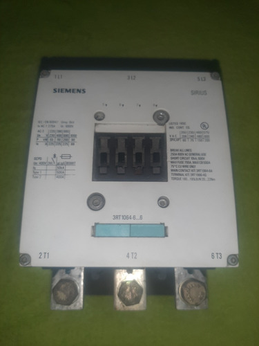 Contactor Siemens 250amp Modelo 3rt1064-6....6