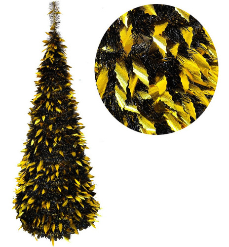 Arbol De Navidad Espiral Plegable 1,10 Mts Hojas Metalizado