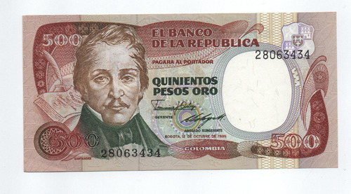 Billete De Colombia 500 Pesos 1985