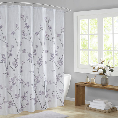 Cortina Ducha Baño Estampado Floral Color Vibrante Moderna X