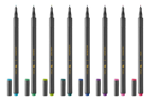 Caneta Superfina Tris Vibes Aurora Boreal 08 Cores Tinta Ciano Exterior Prateado
