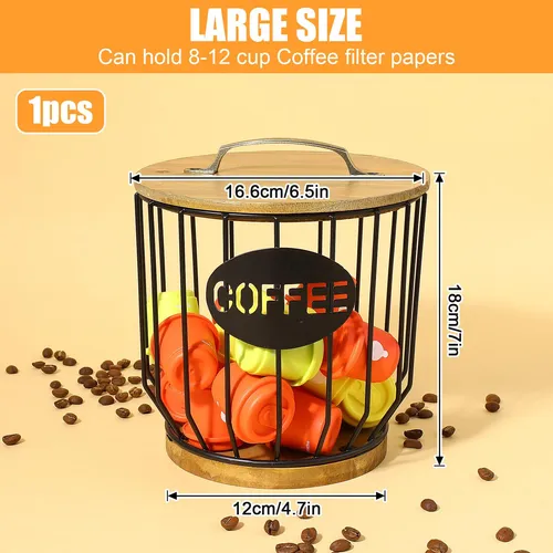 Yuanan Soporte De Filtro De Cafe Con Tapa De Madera, Accesor