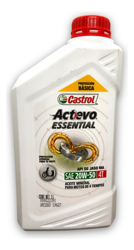 Aceite Moto 20w50 Mineral Castrol Actevo Essential 4t 1l