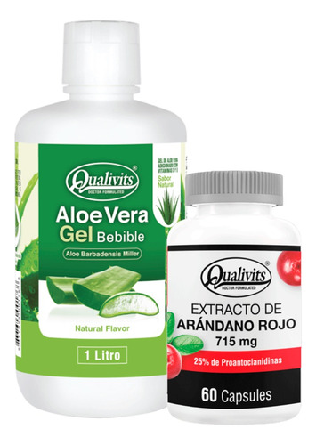 Extracto De Arándano Rojo + Aloe Vera Bebible 1 L Qualivits