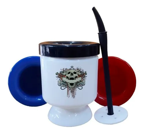 Mate Plastico Calaveras Huesos Texto Personalizado