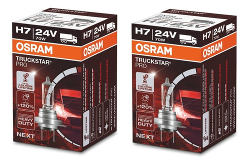Imagem 1 de 7 de Par Lâmpada Caminhão H7 Osram Truckstar Pro 24v 70w 120%+luz