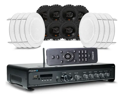 comprar Kit Som Ambiente Amplif Frahm 3700 + 8 Caixas Jbl P\u002F Embutir