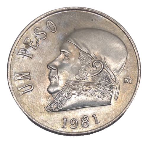 Moneda 1 Peso José María Morelos Año 1981 Ocho Abierto 