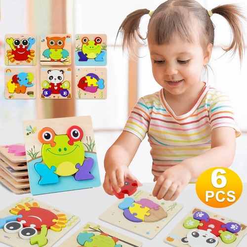 Rompecabezas Madera Para Niños Pack 6 Puzzles 3d