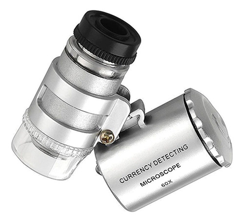 Mini Lupa Microscopio De Bolsillo 60x Luz Led Ver Tricomas