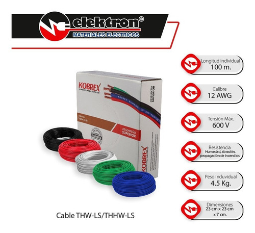 Imagen 3 de 7 de Kit 3 Cajas 100 Mts, Cal 12 Kobrex (colores A Elegir)