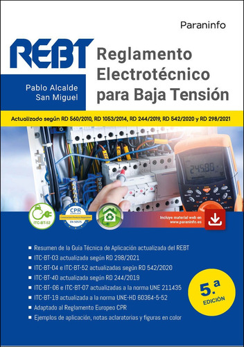 Reglamento Electrotecnico Para Baja Tension 5.ãâª Edicion, De Alcalde San Miguel, Pablo. Editorial Ediciones Paraninfo, S.a, Tapa Blanda En Español