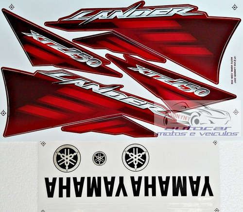 Kit Jogo Faixa Adesivo Yamaha Xtz 250 Lander 2007 Vermelha Cor Vermelho