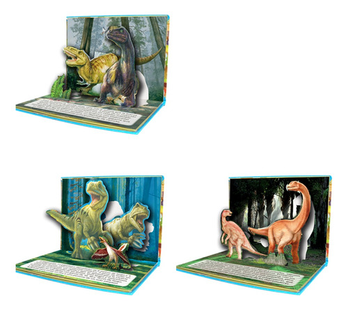 Libro Infantil De Dinosaurios Pop-up 3d 4 Títulos 