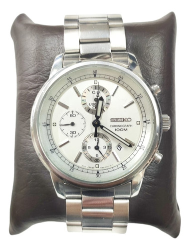 Reloj Seiko Cronógrafo Para Hombre De Esfera Blanca 