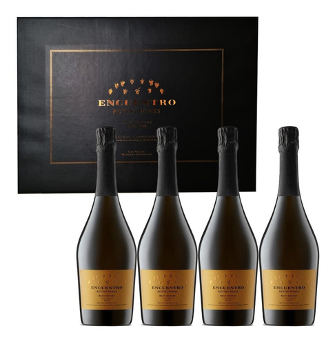 Espumante Encuentro Brut Nature 750 Ml Estuche Regalo X 4 U.