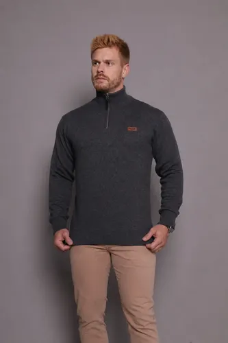 Suéter Masculino Zíper Gola Alta Red Nose Básico Inverno Cinza-escuro M
