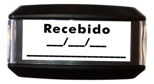 Sello automático recibido con fecha y firma, 14 x 38 mm, color negro, color exterior negro/blanco