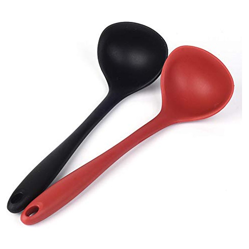 Silicone Ladle Soup Spoon Set Of 2, Nonstick Heat Resis...