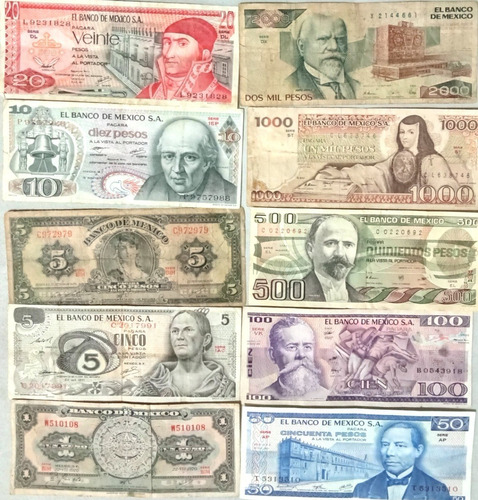 Lote De Billetes Mexicanos Antiguos