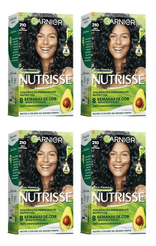 Garnier Coloraçao nutrisse 210 preto azulado-kit c/4un tom preto