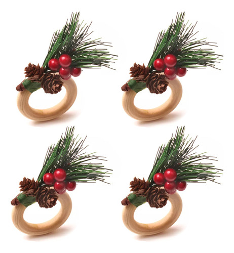 Servilleteros Navideños En Forma De Piñas, 6 Unidades