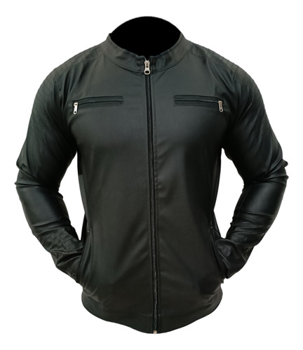 Campera Engomada Hombre Cuerina Media Estación M2