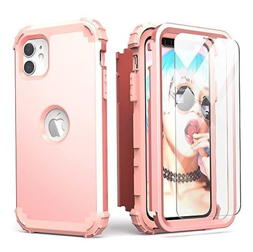 Funda Para iPhone 11 De Proteccion Completa En Color Rosa