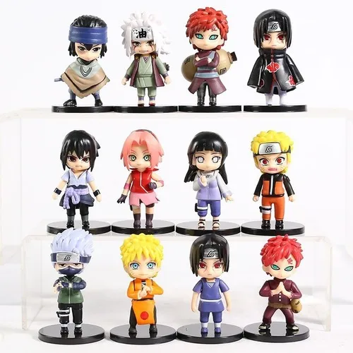 Kit 12 Boneco Naruto Hinata Sasuke Itachi Action Figure 8cm