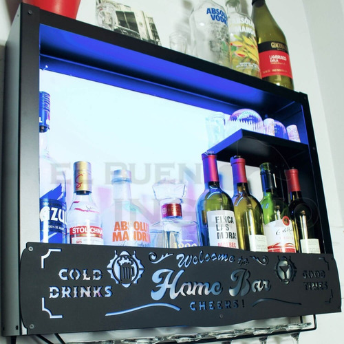 Imagen 2 de 6 de Cantina Moderna Repisa Flotante Bar Leds Porta Cava Vinos