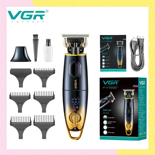 Maquina Patillera Corte De Pelo Inalambrica Vgr V-979 Negra Color Negro Y Amarillo