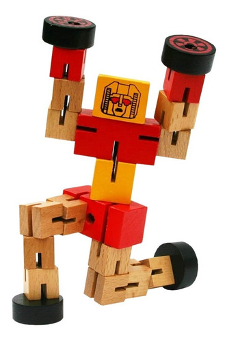 Robot Transformer Articulado De Madera Motricidad Con Ruedas