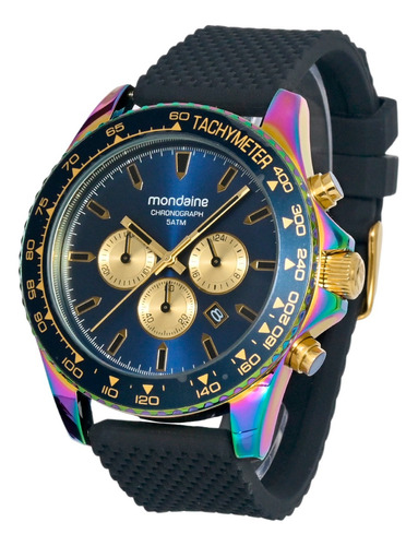 Relógio Mondaine Masculino Cronógrafo Furtacor 32300gpmvki2 Cor da correia Preto Cor do bisel Azul Cor do fundo Azul