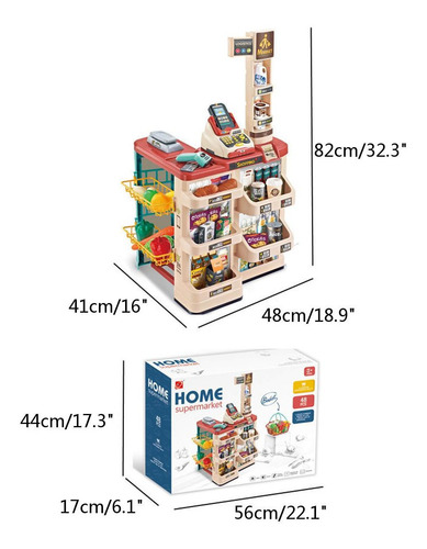 Imagen 4 de 7 de Supermercado Grande Con Luces Y Sonido Unisex De 48 Pcs