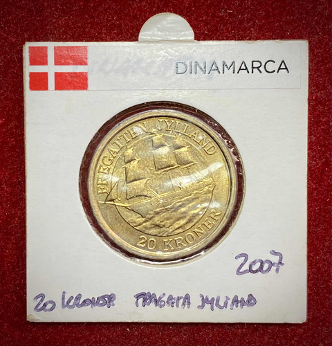 Moneda 20 Coronas Dinamarca 2007 Km 920 Fragata Jylland