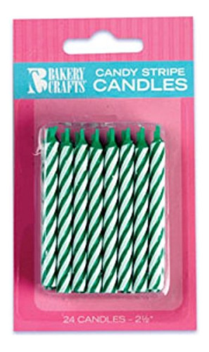 Oasis Supply Candy Stripe Vela Cumpleaño 2.5  Color Verde