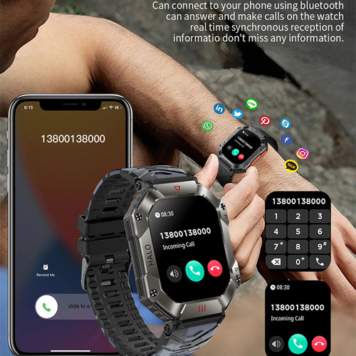 Reloj Inteligente Resistente Agua Monit. Ritmo Card. Fitness