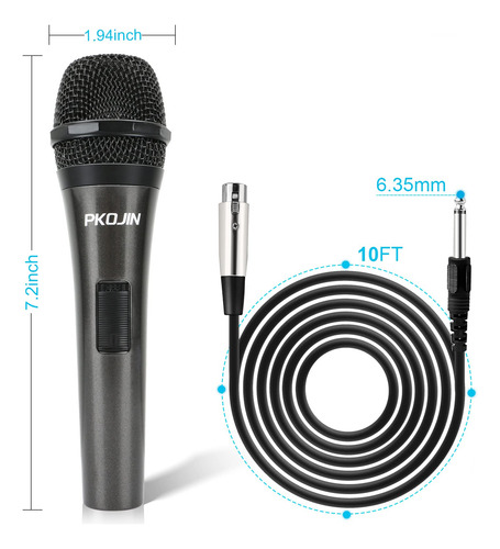 Micrófono De Karaoke Con Cable De 3 Metros Para Cantar Negro