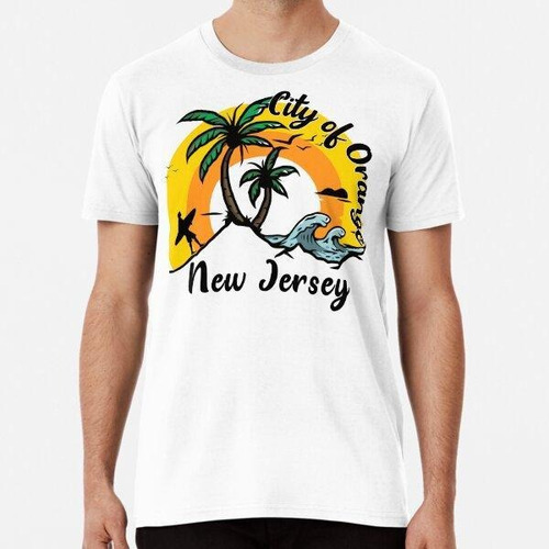 Remera City Of Orange New Jersey Seaside Retro Sunset Algodo