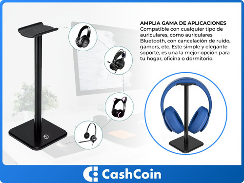 Imagen 6 de 10 de Soporte Auriculares Stand Headset Gamer Office Aluminio Base
