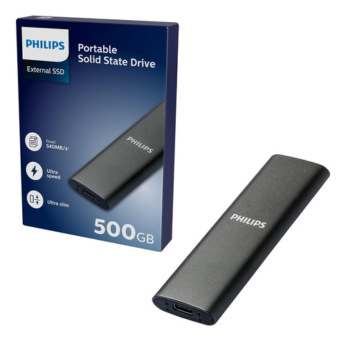 Philips Portable Externe Ssd 500 Gb - Ultra Delgado