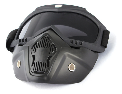 Antiparras Retro Para Moto, Marco Negro, Pieza Gris