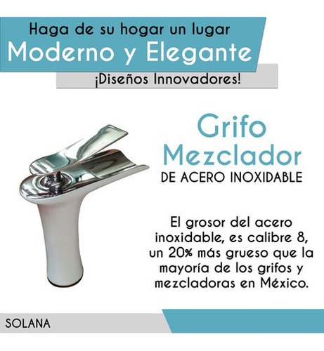 Grifo Monomando Redondo 17cm Acero Inoxidable Solana Eternity Plata Con Dorado / Para Agua Caliente Y Fría / Llave Mezcladora Para Baño - Ajuste Universal Para Ovalin Y Lavabos